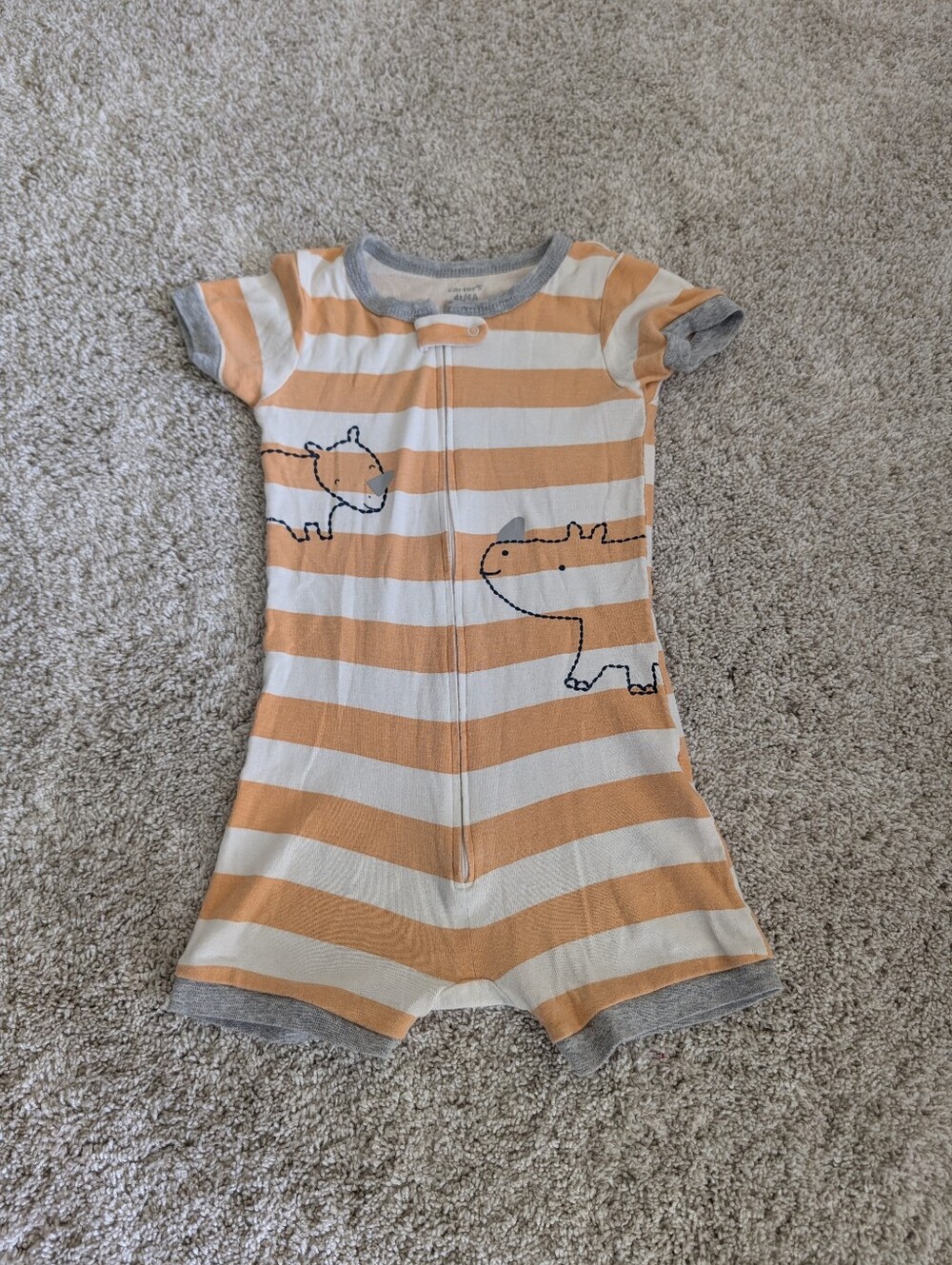 Carter's Orange & White Striped Short-Sleeve Romper - Size 4